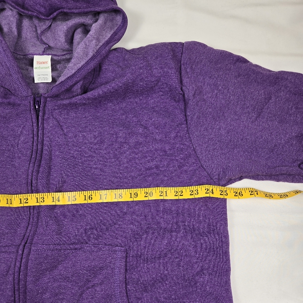 Purple Hanes Zip-Up Hoodie Size 2XL - Picture 4 of 6